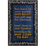 Propaganda Poster WWI Silver Bullets Pockets UK War Loan