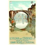 Travel Poster Vigan Des Cevennes Gard Vieux Bridge France