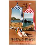 Travel Poster Playas de Guipuzcoa Basque Spain