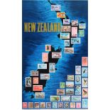 Travel Poster New Zealand Stamps Map