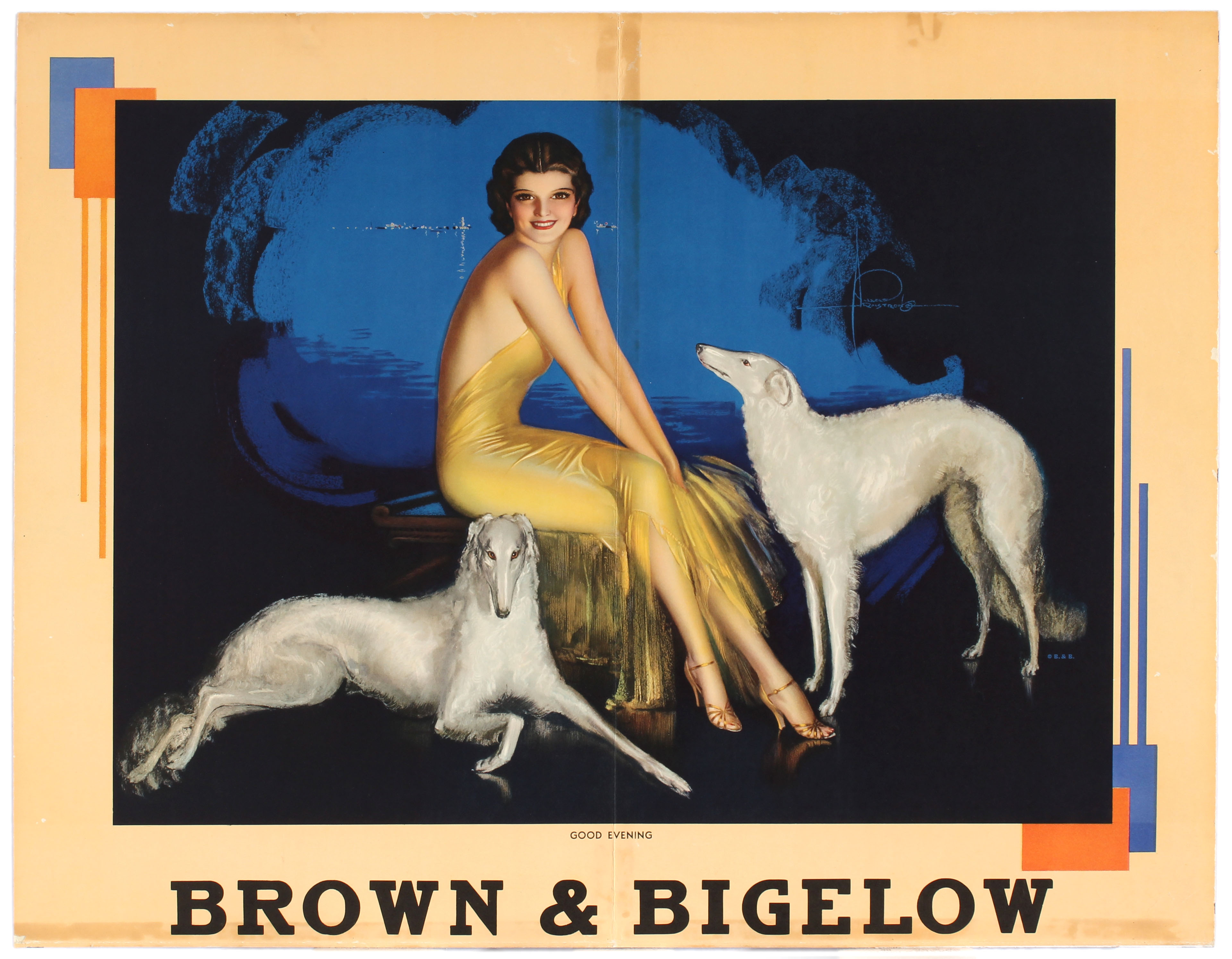 Advertising Poster Brown & Bigelow Art Deco Lady Rolf Armstrong