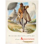 Advertising Poster Aquascutum Raincoats Midcentury Fashion Men