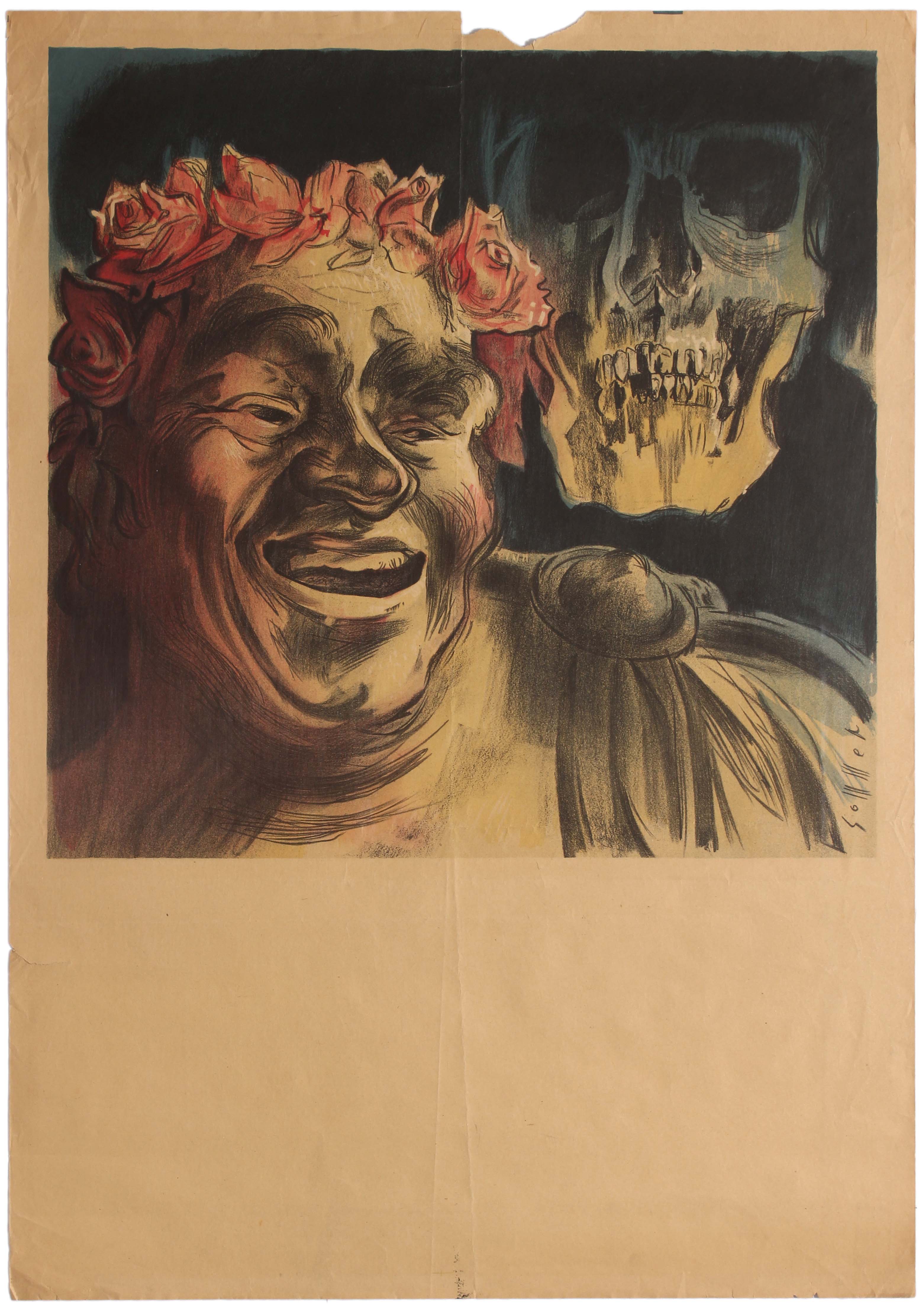 Advertising Poster Theatre Laughing Bacchus Skull