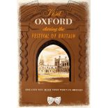 Travel Poster Visit Oxford Festival of Britain Midcentury