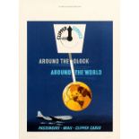 Advertising Poster Pan Am World Clipper Cargo Around The Clock Around The World