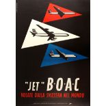 Travel Poster Jet BOAC Airline Mindcentury Modern Switzerland