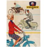 Advertising Poster Peugeot Mopeds Couronne Midcentury Modern