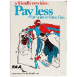 Travel Poster TAA Pay Less For Winter-Time Fun Australia 1960s