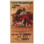 Advertising Poster Spanish Bullfight Corrida Andalusia 1950s