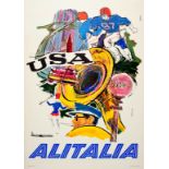 Travel Poster USA Alitalia Airline Football