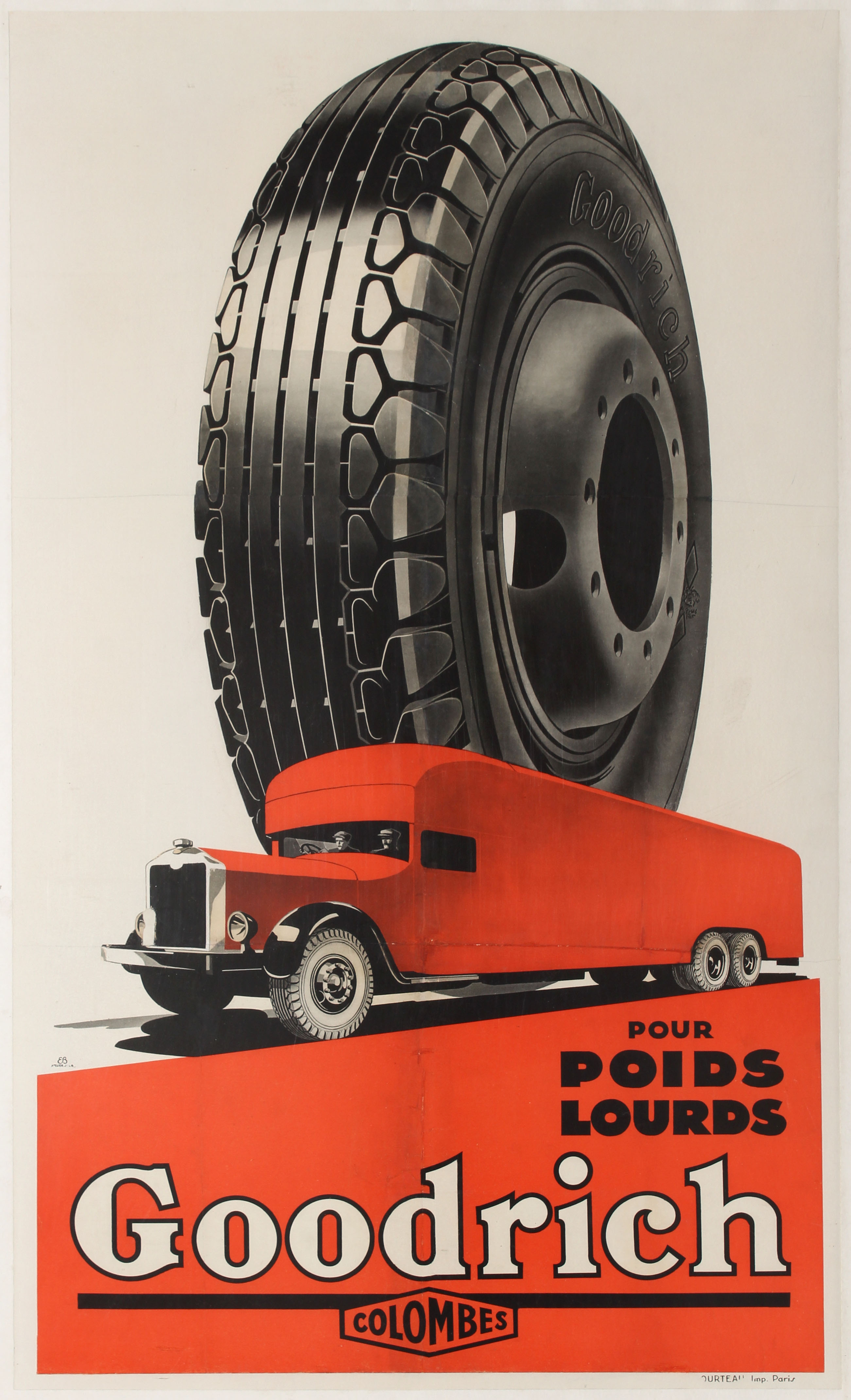 Advertising Poster Goodrich Tyres Trucks Art Deco