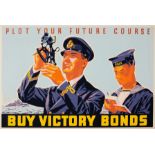 War Poster Plot Your Future Course Buy Victory Bonds WWII