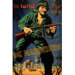 War Poster Marines Land Sea WWII UK