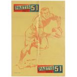 Advertising Poster Rugby Pastis 51 French Alcohol