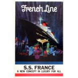 Advertising Poster French Line S.S. France Bob Peak