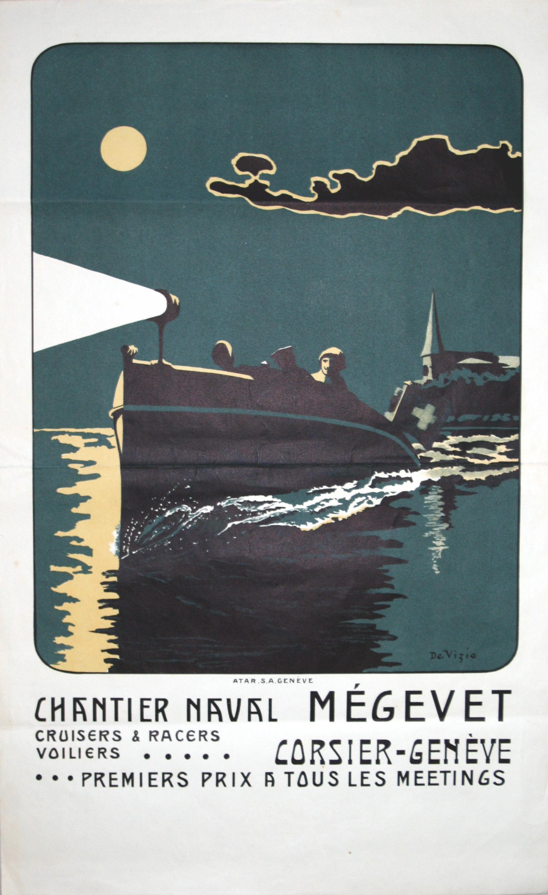 Advertising Poster Geneva Lake Boat Charters Switzerland