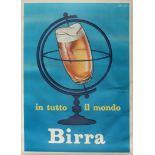 Advertising Poster Beer Around the World In Tutto il Mondo Birra Italy