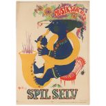 Advertising Poster Midcentury Danish Spil Selv Music Festival Wiinblad