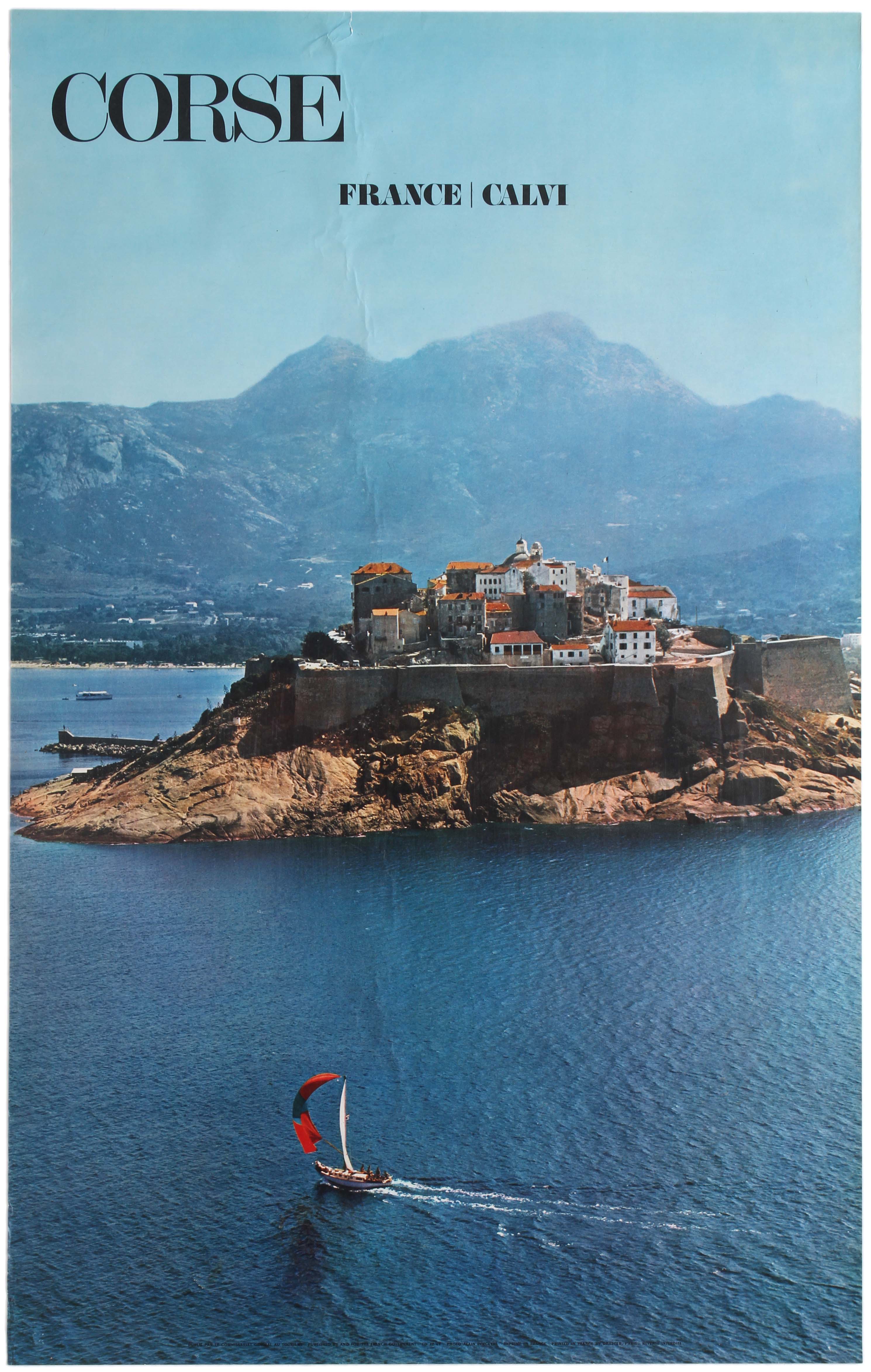 Travel Poster Corse Calvi Corsica France 1970s