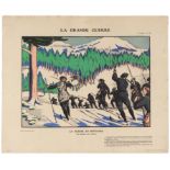 Propaganda Poster WWI La Grande Guerre Montagne Mountains Skiing Benito