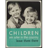 War Poster Children Are Safer In The Country WWII