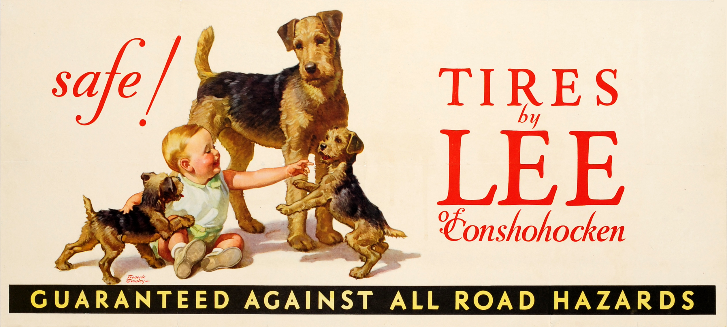 Advertising Poster Safe Tires Lee Dogs Puppies