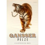 Advertising Poster Tiger Gansser Pelze Switzerland Fur Fashion