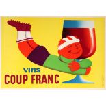 Advertising Poster French Wine Rugby Vins Coup Franc Saint-Genies