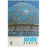 Travel Poster Iran Persia Mosaic Shah Nematollah Vali Dome