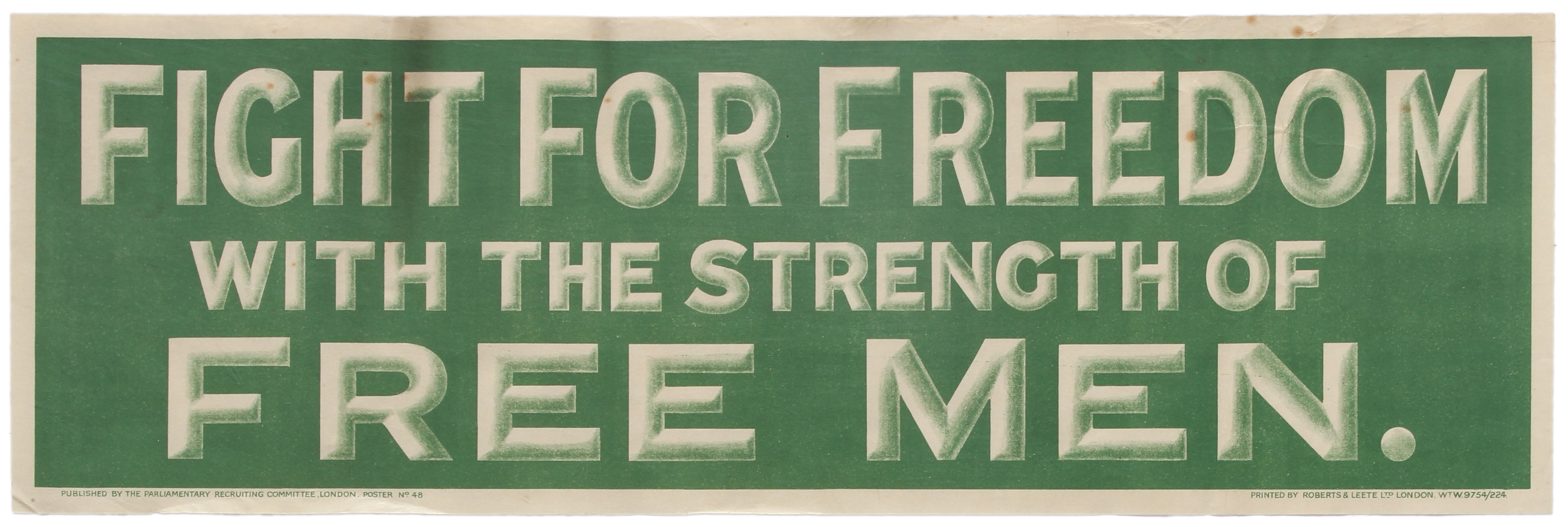 Propaganda Poster WWI Recruiting Fight For Freedom Free Men