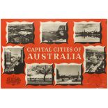 Travel Poster Capital Cities of Australia Sydney Melbourne