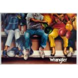 Advertising Poster Wrangler Jeans Balloons Cheering