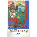 Travel Poster Air France Airline Gastronomie Roger Bezombes
