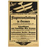 Advertising Poster Bremen Aviation Germany Lloyd Luftdienst Airline