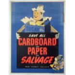 Propaganda Poster Save Cardboard Paper WWII Recycling Salvage UK Home Front