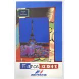 Travel Poster Air France Airline Place de la Concorde Eiffel Tower Roger Bezombes