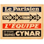 Sport Poster Tour De France 1952 Right Turn Cycling