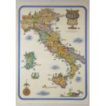 Travel Poster Wines of Italy Illustrated Map Wine