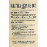 War Poster Military Service Act 1916 WWI UK Draft Conscription