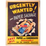Propaganda Poster Your Paper Wanted Salvage WWII Recycling UK Home Front