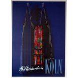 Travel Poster Koln Cologne Germany Midcentury Modern