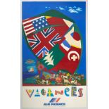 Travel Poster Air France Airline Vacances Roger Bezombes