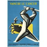 Propaganda Poster Defeat Cancer Villemot Blue France Medicine Modernism