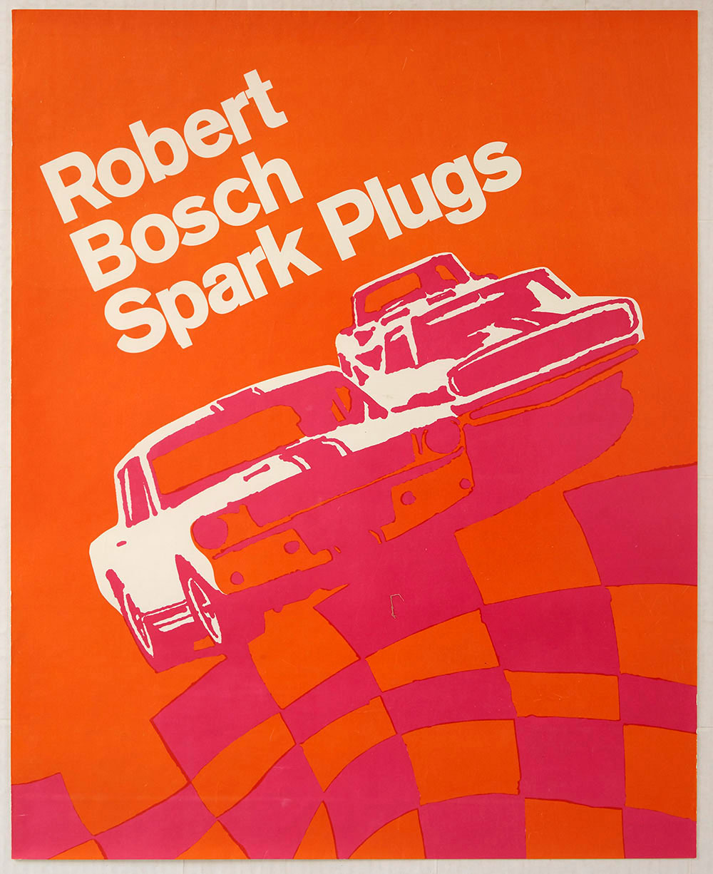 Advertising Poster Robert Bosch Spark Plugs Car Racing