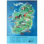 Travel Poster Ireland Aer Lingus Airline Illustrated Map
