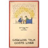 Propaganda Poster Careless Talk Costs Lives Fougasse Restaurant Walls Ears Hitler WWII