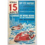 Sport Poster Courses Hors-Bord Dinghies Speedboat Boat Racing France