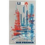 Travel Poster USA Air France Airline Georges Mathieu