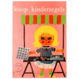 Advertising Poster Children Stamps Koop Kinderzegels