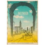 Travel Poster Munich Germany Midcentury